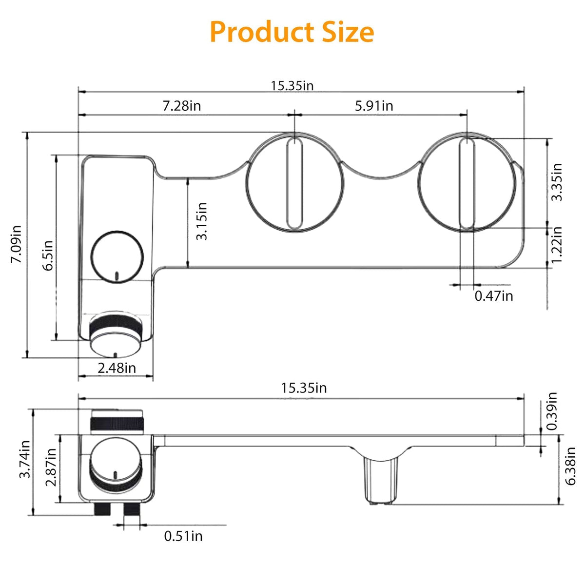 Bidet Attachment Non-Electric Fresh Water Bidet Sprayer Toilet Seat Attachment with Self Cleaning Dual Nozzles Cold Warm Water Temperature Pressure Co