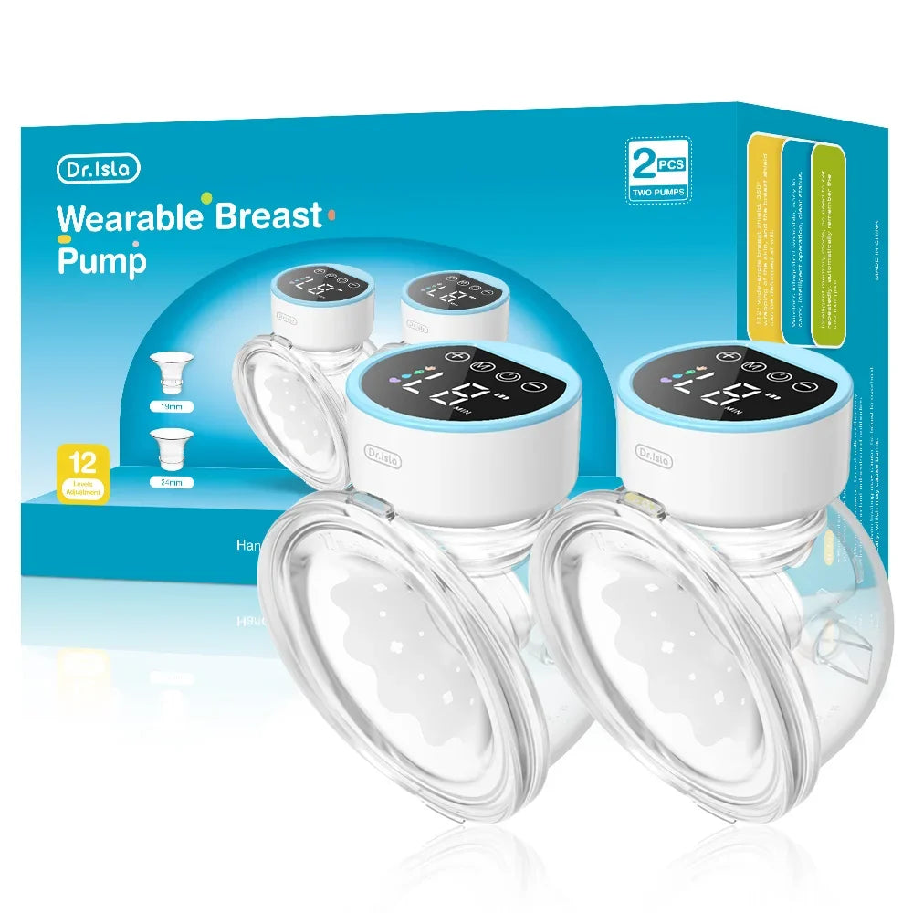 MAMIJOY 2PCS Wearable Electric Breast Pumps 4 Modes&12 Levels Hands Free Breast Pump 40dB Low Noise Free 19/24mm Flange DEB26D