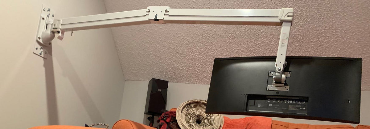 DW630W Extra Long Reach Wall Monitor Arm Over the Bed 63 inch long