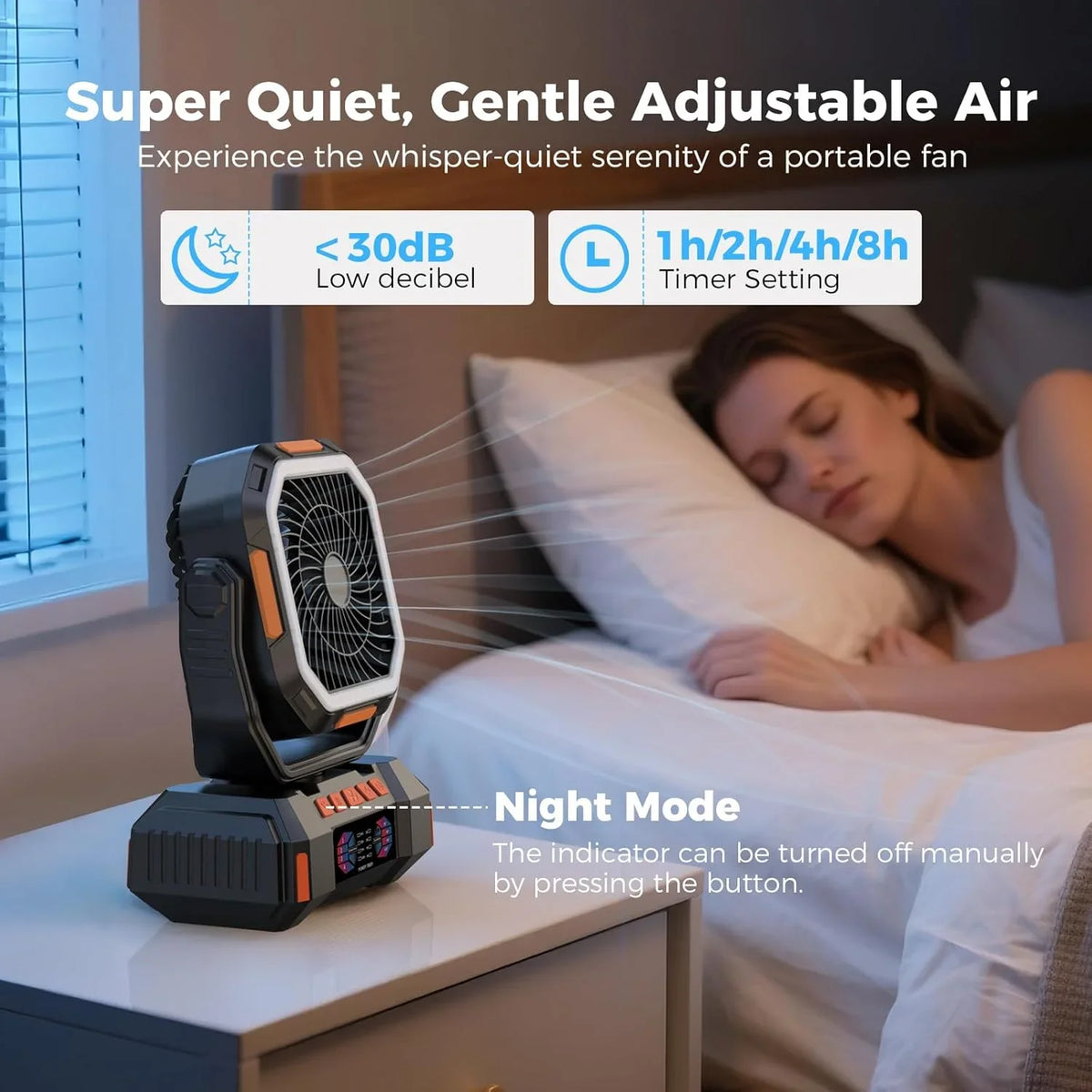 40000mAh Camping Fan Rechargeable Desktop Portable Air Circulator Wireless Ceiling Electric Fan with Power Bank LED Lighting