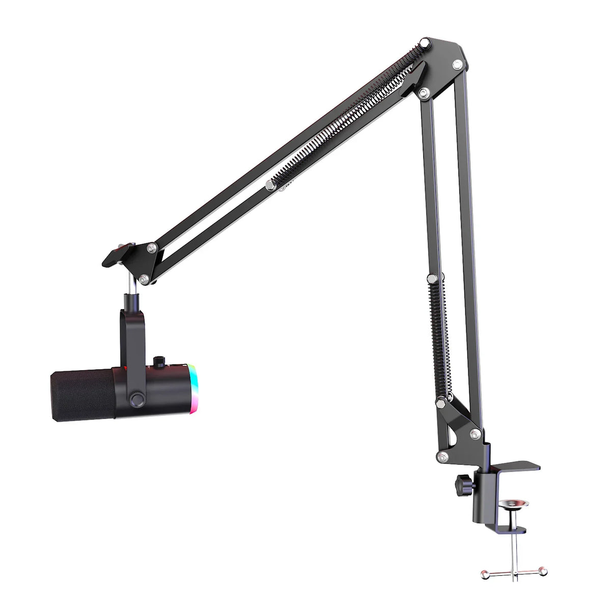 Professional USB Gaming Podcast Condenser MicrophoneKit with Adjustable Metal Boom Arm, 360° Rotatable Design,ENC Noise Reduction, HD Sound Pickup, Easy 1-Touch &Gain Control for PC Laptop Twitch YouTube StreamingRecording,
