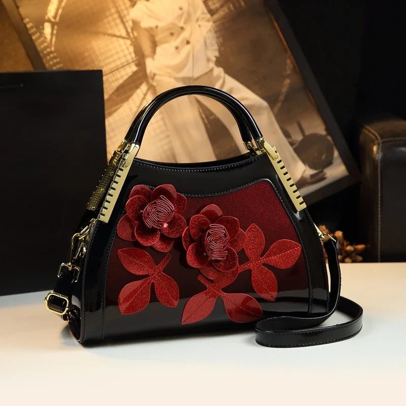 2026 Luxury Fashion Genuine Leather Women Handbags Shoulder Messenger Bag Female New Large Capacity Flower Crossbody Tote Bags