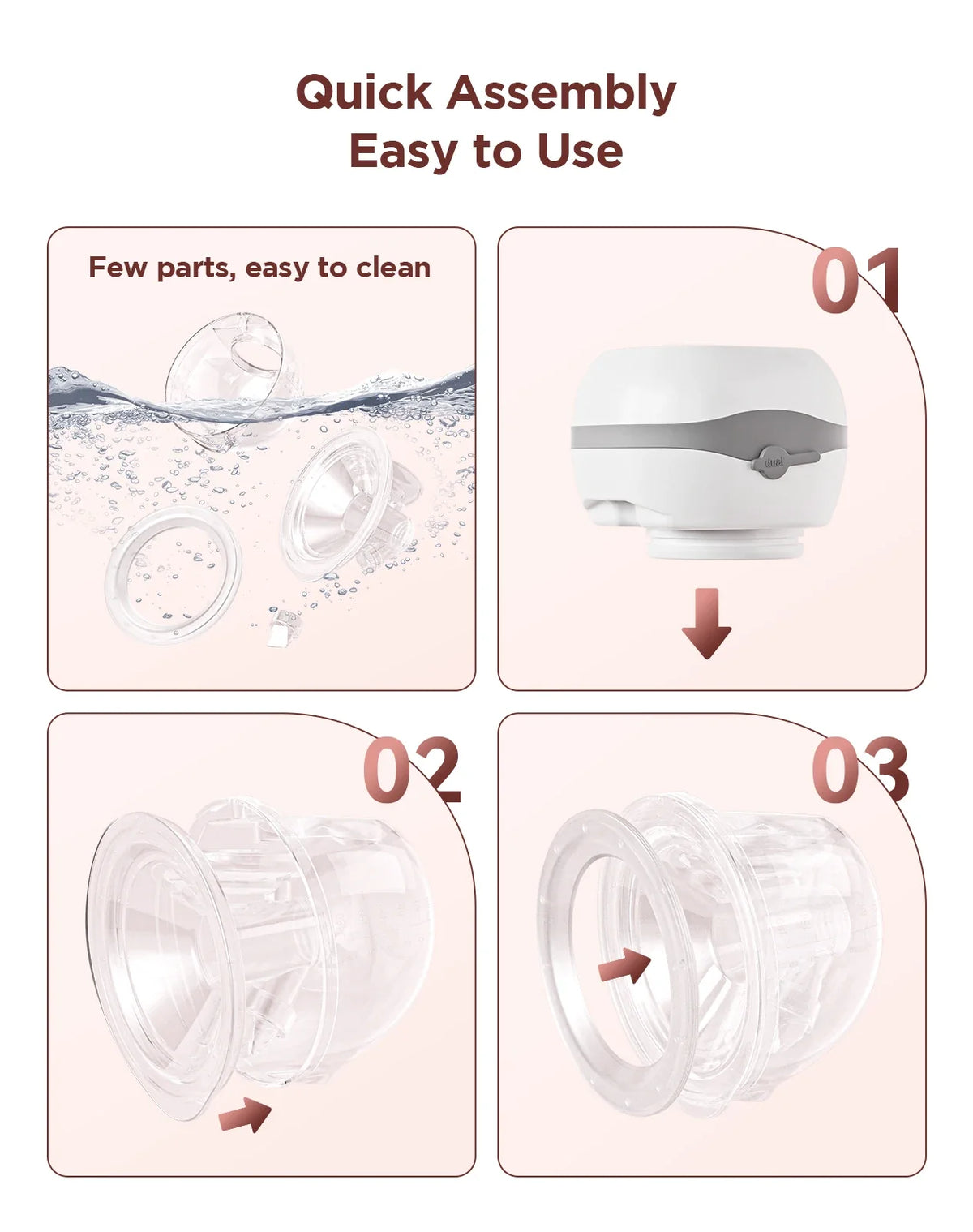 Updated Electric Breast Pump 21/24mm BPA-Free Breastpump 3 Modes & 12 Suction Levels Ultra Quiet 45dB for Working Moms & Travel