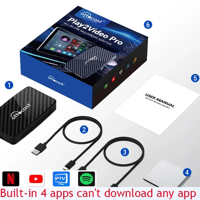 OTTOCAST P3 OttoAibox CarPlay AI Box Wireless Android Auto Smart TV Box Car Accessories for Benz Audi Kia Hyundai VW Toyota