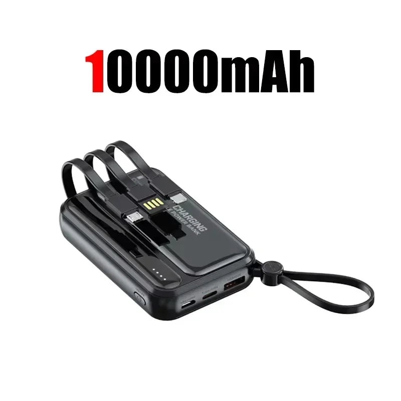 Lenovo CCC 500000mAh 4 Cables High Capacity Mini Power Bank Fast Charging Portable External Battery Supply New For iPhone Xiaomi