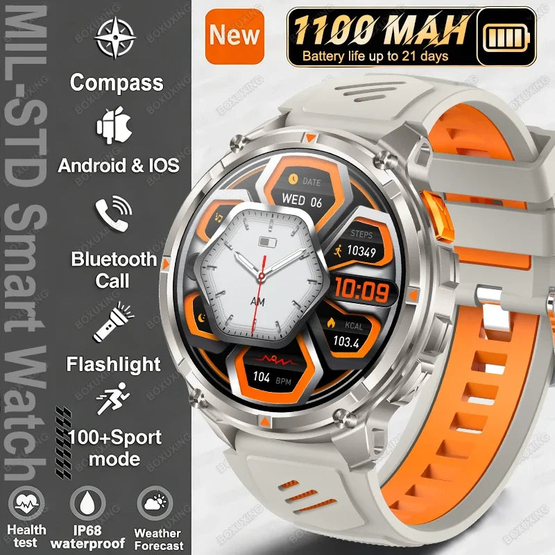 2026 New T-Rex3 Ultra Military Smart Watch 1100mAh Battery GPS Path IP68 Waterproof Sports Tracker Outdoors Compass Smartwatch