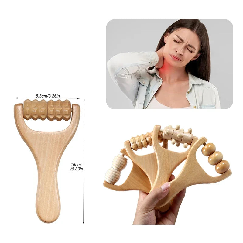 1Pcs Wooden Massage Roller, Multi-Functional Body Roller for Cellulite Reduction, Eases Muscle Tension ,Natural Muscle Roller