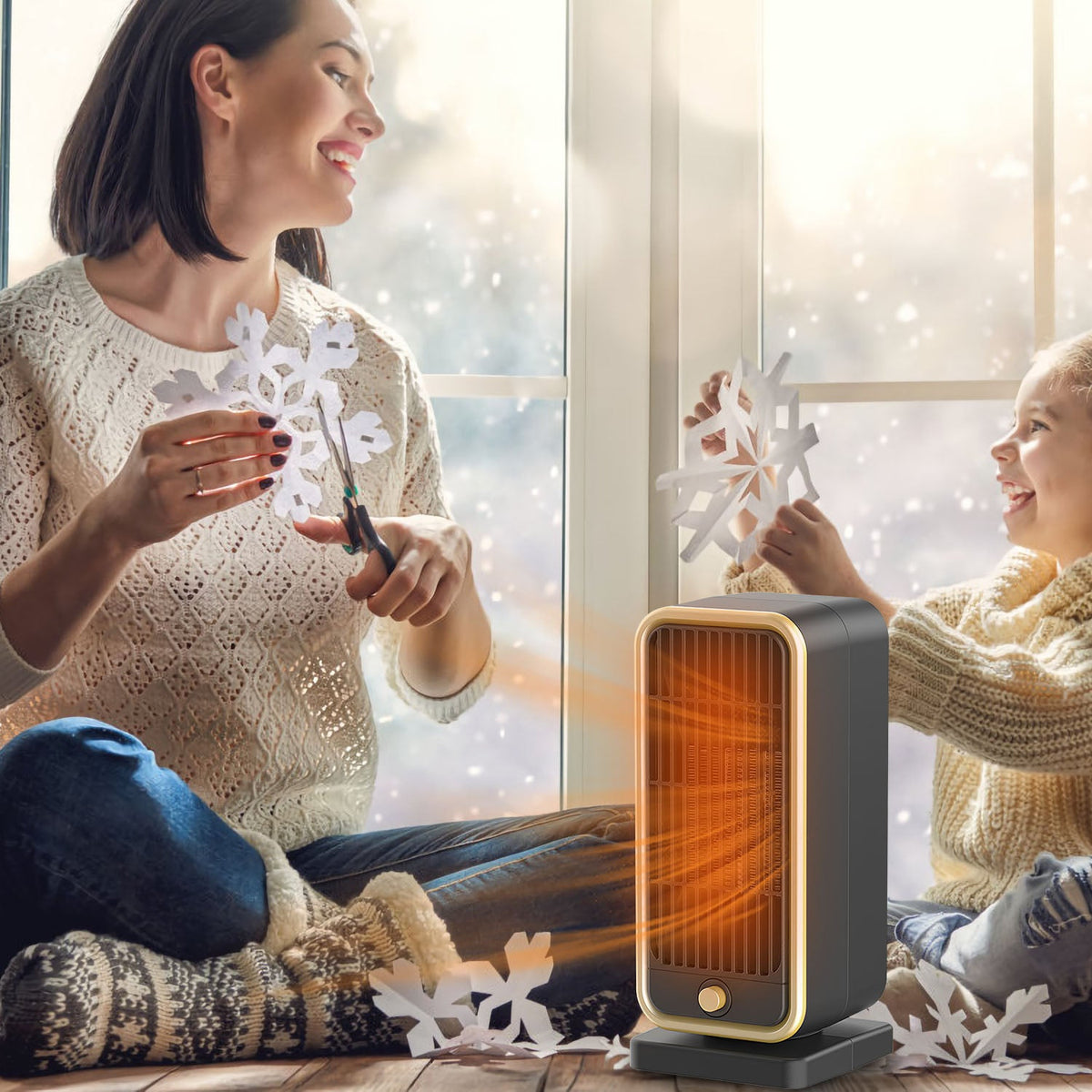 500W Portable Electric Heater PTC Ceramic Heating Space Heater Overheating Tip Over Protection 3S Heating Space For 322 Sq FT Home Office Use