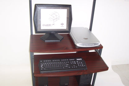 STS7801 32" Rolling Compact Computer Desk with Printer Shelf - Dark Cherry
