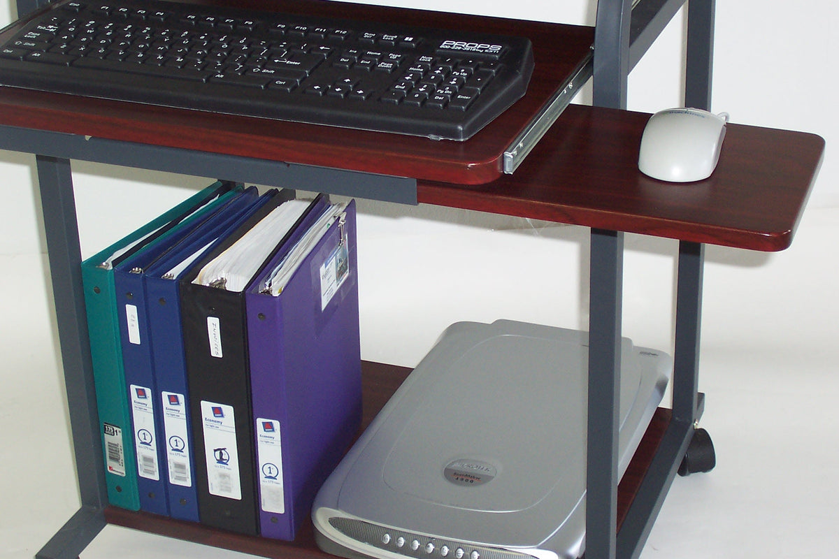 STS7801 32" Rolling Compact Computer Desk with Printer Shelf - Dark Cherry