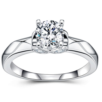 S925 Silver 3.1g 6mm D VVS1 Moissanite Solitaire Ring, GRA Certified US 5-8