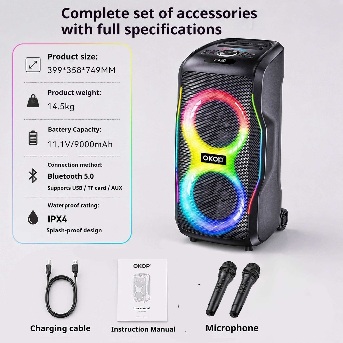 KP-8015 Best-Selling Bluetooth Speaker New High-Power 120W Outdoor Model With Dual Microphones Long Battery Life And Karaoke Functionality In Stock