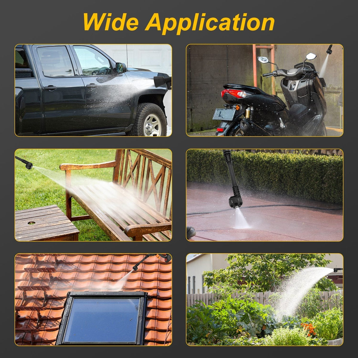 Cordless Pressure Washer With 6 In 1 Nozzle Portable Electric Power Washer High Pressure Water Sprayer 1000PSI Car Washer Cleaner with 12000mAh 21V Re