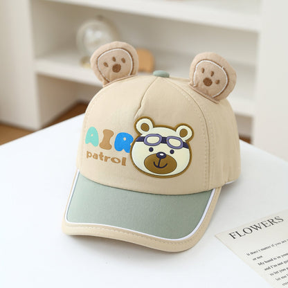 The New Children's Three-dimensional Bear-shaped Sunglasses, Small Bear Patch Cap And Baby Baseball Cap Are Suitable For Daily Wear And Outdoor Sun Protection.