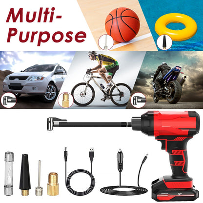 150PSI Cordless Car Tire Pump Rechargeable Tire Inflator 12V Portable Electric Air Compressor with LED Light for Car Bike Motorcycle Ball