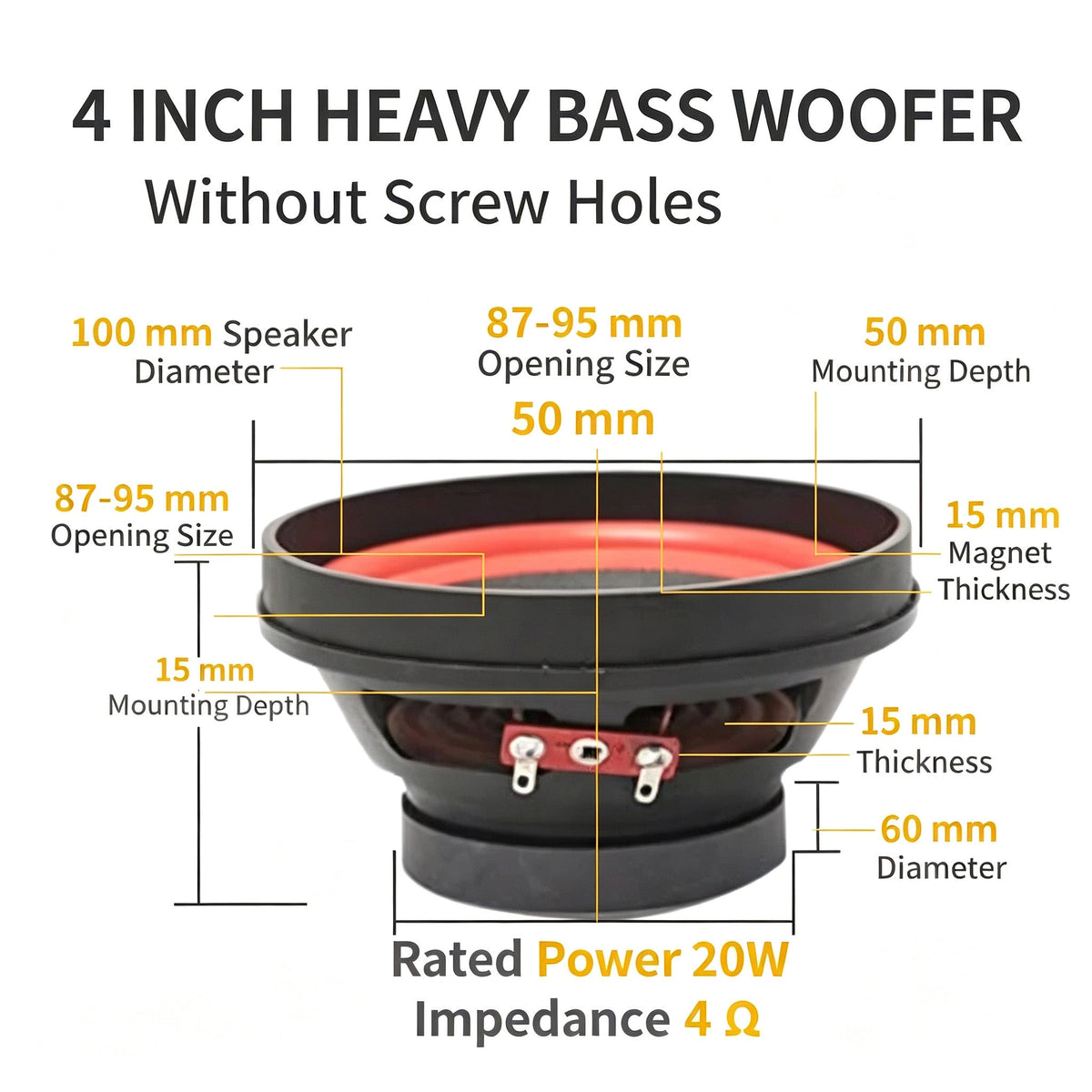 4 5 6.5 8 10 12 Inch Car Subwoofer Speaker  Heavy Bass Audio Loudspeaker For Car Stereo Modification