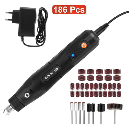 Mini Corded Rotary Power Tool Set of 186Pcs Electric Detail Sander Grinding Pen Small Drill Kit Engraver with 5 Speeds for Sanding Polishing Drilling