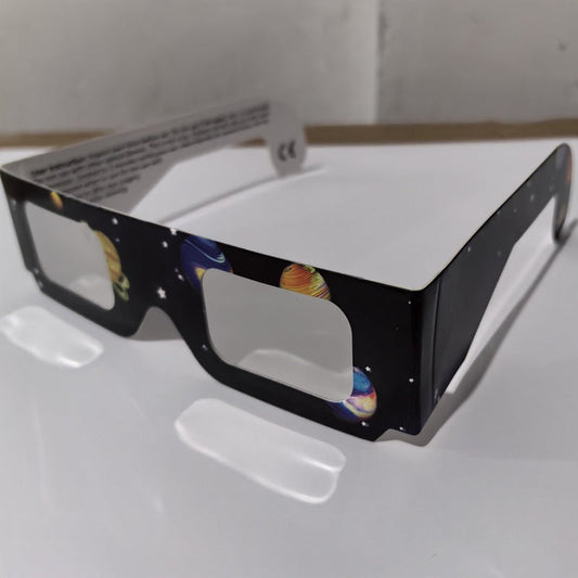 Paper-based Color-printed Frame, Silver-coated Lens Solar Eclipse Glasses
