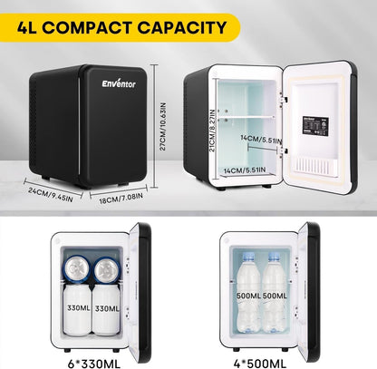 Enventor 4L Portable Mini Fridge for Skincare, Food and Travel