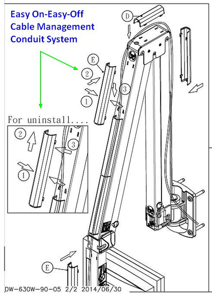 DW630W  Extra Long Reach Wall Monitor Arm  Over the Bed 63 inch long