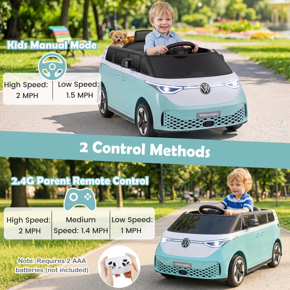 12V Electric Ride-On VW Bus with Remote Control & Music