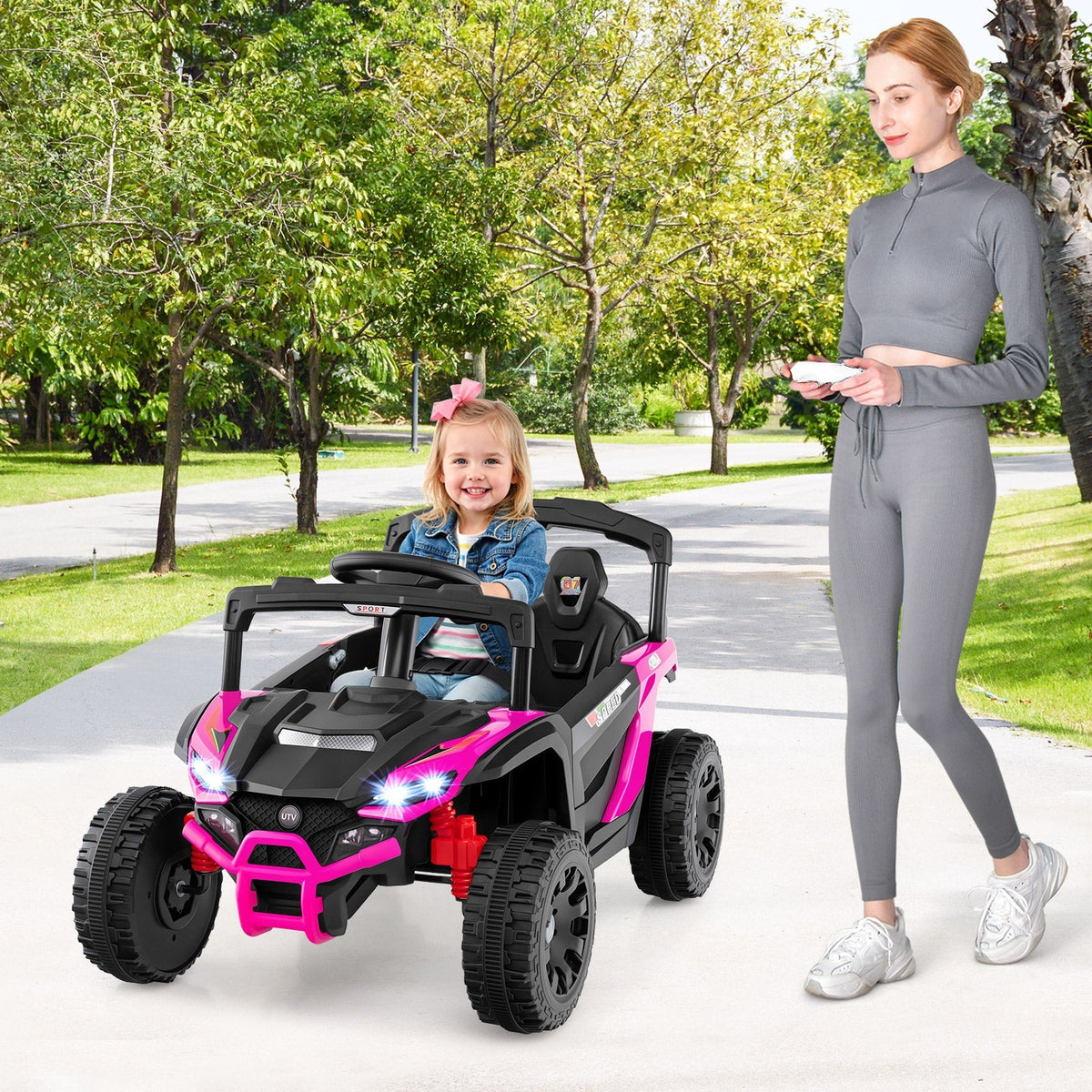 12V Kids Ride On Car UTV Electric Vehicle with LED Lights Music and Horn