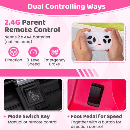 12V Electric Kids Ride on Truck with Remote Control and Music-Pink