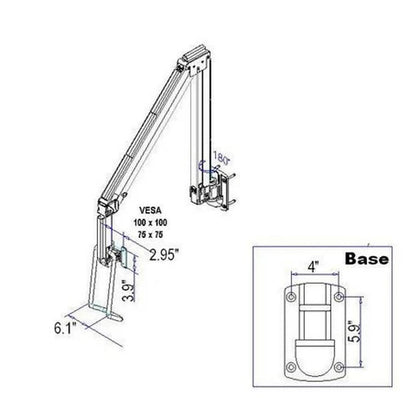 DW630W  Extra Long Reach Wall Monitor Arm  Over the Bed 63 inch long