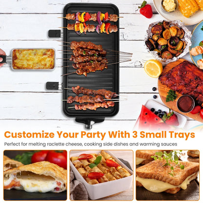 2000W Electric Indoor Grill 2 in 1 Electric BBQ Gill with Grill NetÊRemovable Plate 5 Temperature Control 3 Small Trays Dishwasher Safe