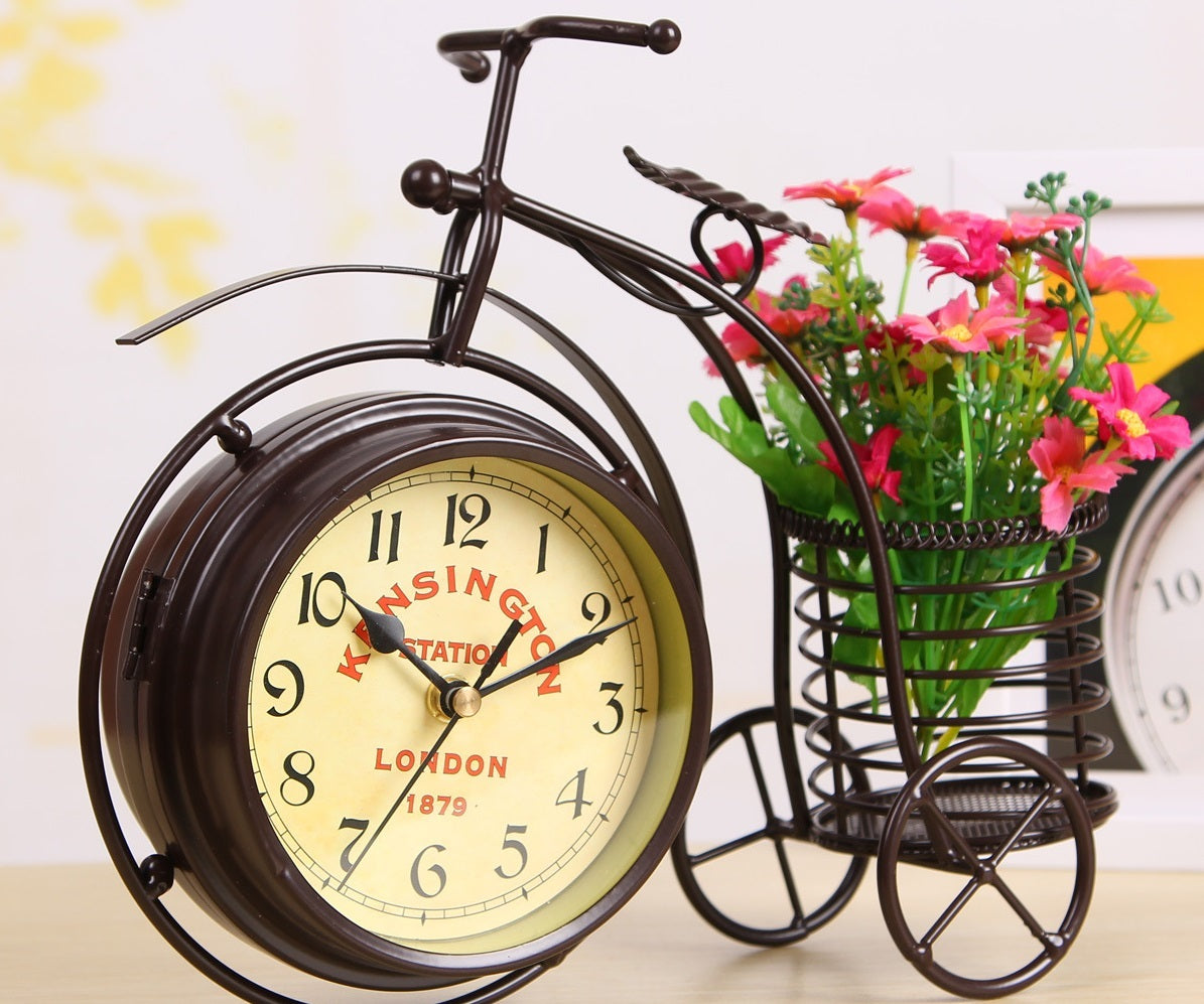 European Style Tricycle Clock Decor Ornament