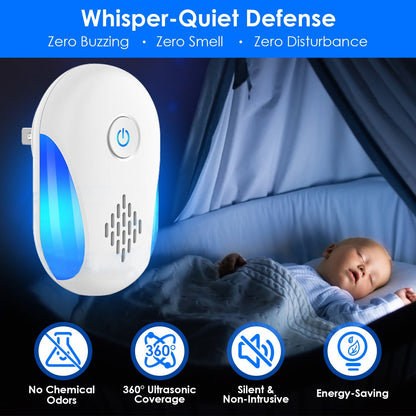 6 Packs Ultrasonic Pest Repellers Electric Plug-In Indoor Pest Control Mouse Repellent Chaser Deterrent Rodent Chaser with 2 Modes for Home Kitchen Of