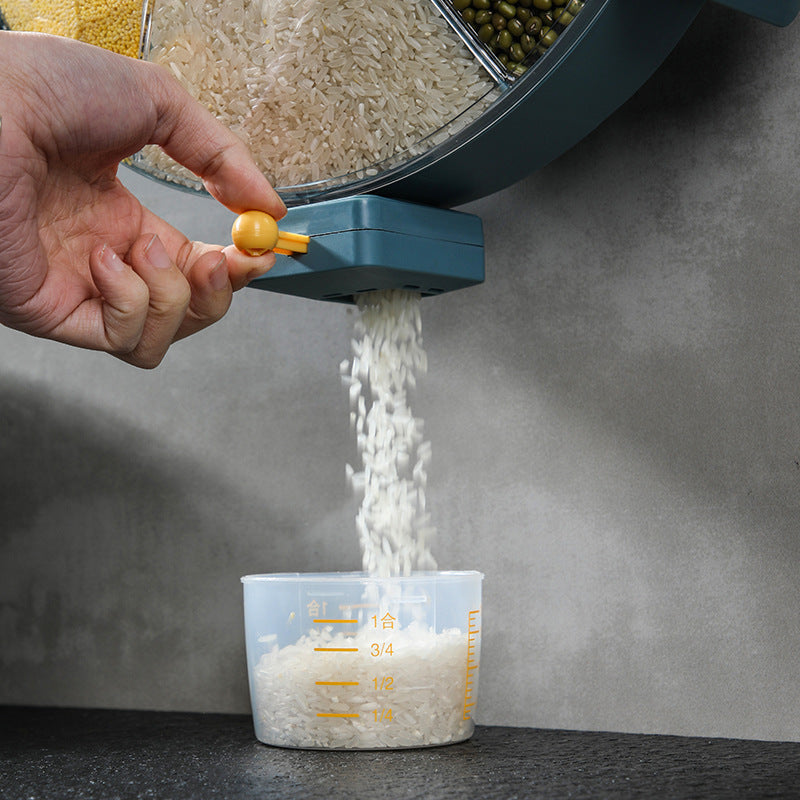 Wall-Mounted Rotating Grain Dispenser for Kitchen