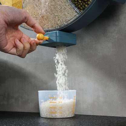 Wall-Mounted Rotating Grain Dispenser for Kitchen