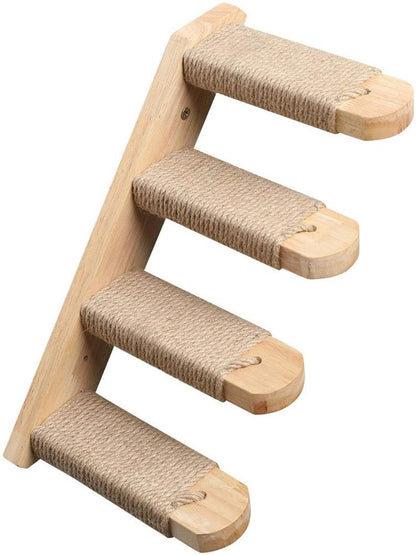 Cat Wooden Wall Hanging Ladder Pine Springboard Stairs Cat Toy Multi-layer