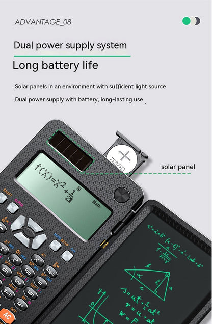 Foldable 2-in-1 Scientific Calculator and Handwriting Tablet