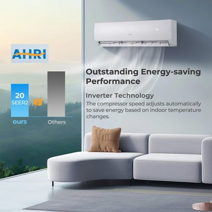 18000 BTU 2 Zone 20 SEER2 Mini Split AC with Heat Pump