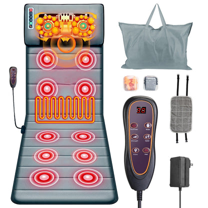 Full Body Electric Massage Mat – Heat, Vibration, Inflatable Head & Lumbar Pillows