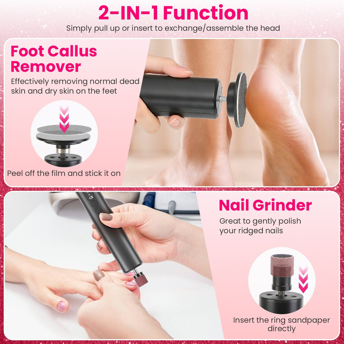 Electric Foot Callus Remover & Nail Grinder with 40 Sanding Discs
