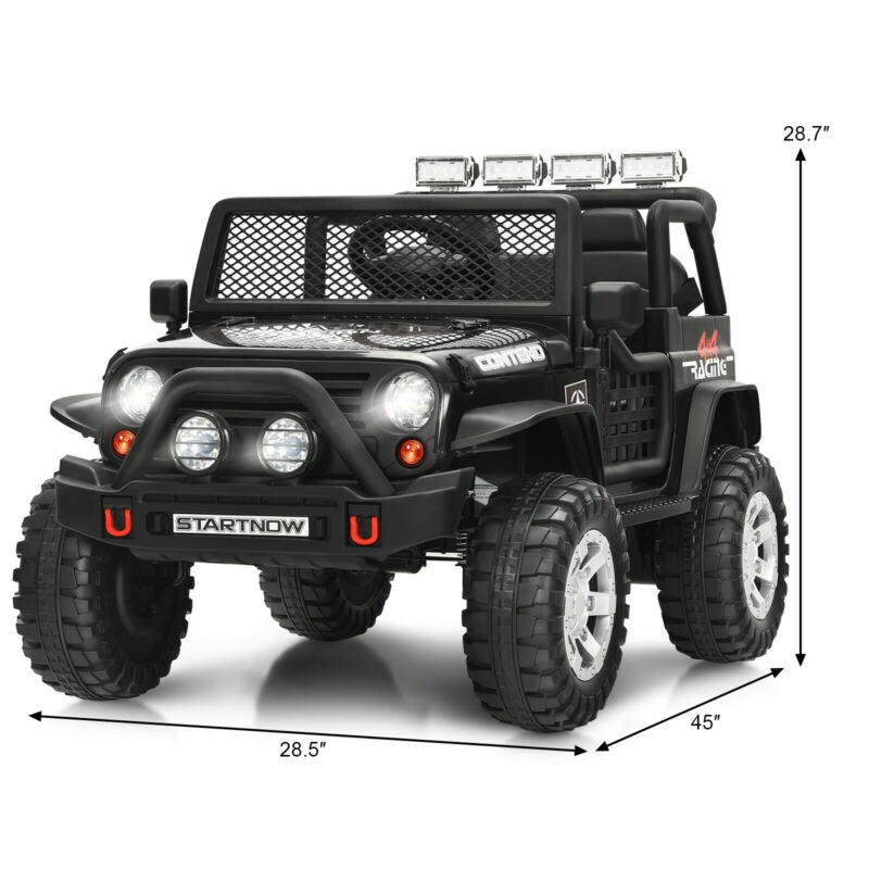 12V Kids Electric Ride On Truck with Remote Control and Operation Lever-Black
