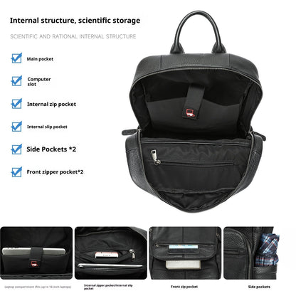 Top Layer Cowhide Backpack Leisure