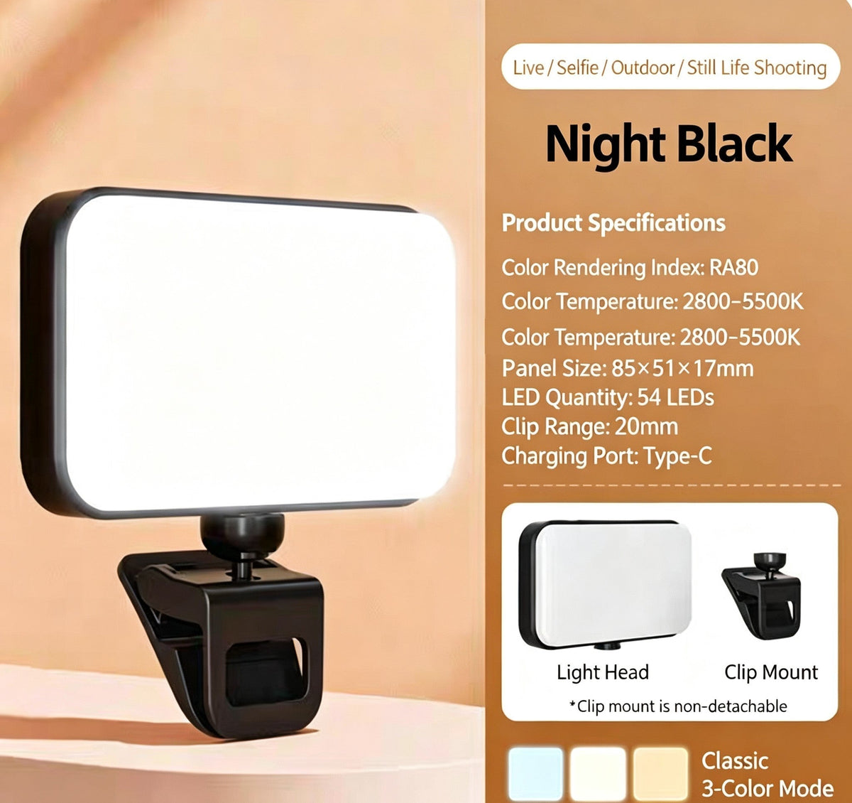 Mini Portable Hand Held LED Fill Light Adjustable Photography Video Lighting Lamp For Phone Live Streaming Food Shooting Outdoor Ambient Fill Lamp