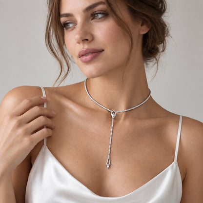 Marquise Zircon Pendant Necklace Bridal Women Neck Jewelry For Wedding Banquet Party Occasions
