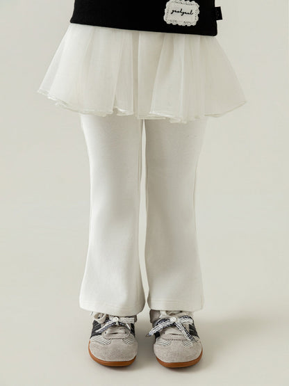 Girls' Mesh Ruffle-trimmed Long Pants