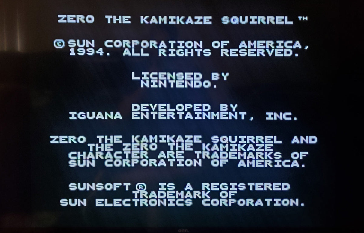 Zero the Kamikaze Squirrel SNES Video Game Super Nintendo 1994