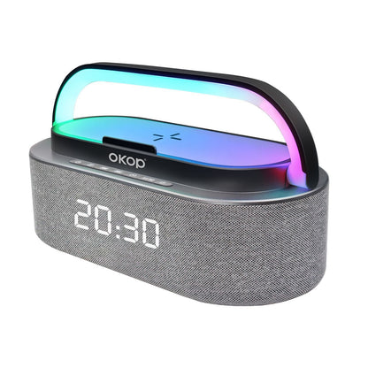 KP-578 Hot-selling Wireless Bluetooth Speaker With Clock Alarm And Wireless Charging Features A Portable Handle Factory Stock Available