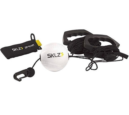 Drawstring baseball hit training device