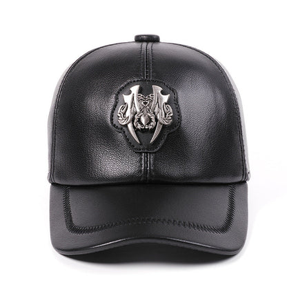 Genuine Leather Peaked Cap Goat Skin