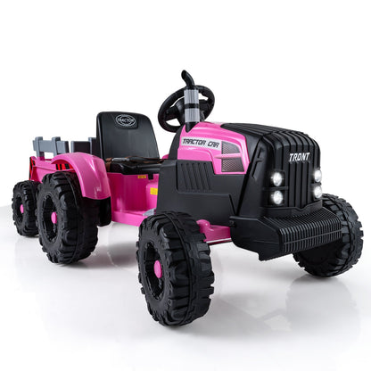 24V Ride On Tractor for Kids Electric Vehicle with Detachable Trailer and Remote Control