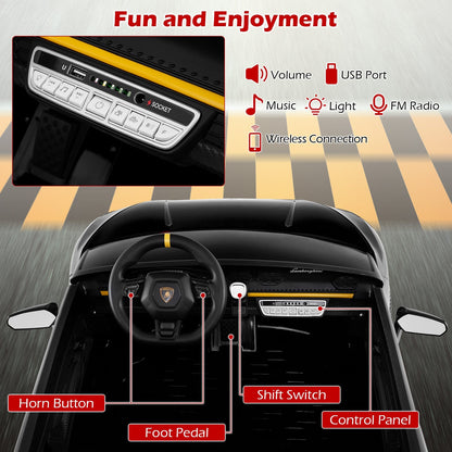 24V Ride-on Car for Kids 4WD 2-Seater Licensed Lamborghini Electric Vehicles with Music