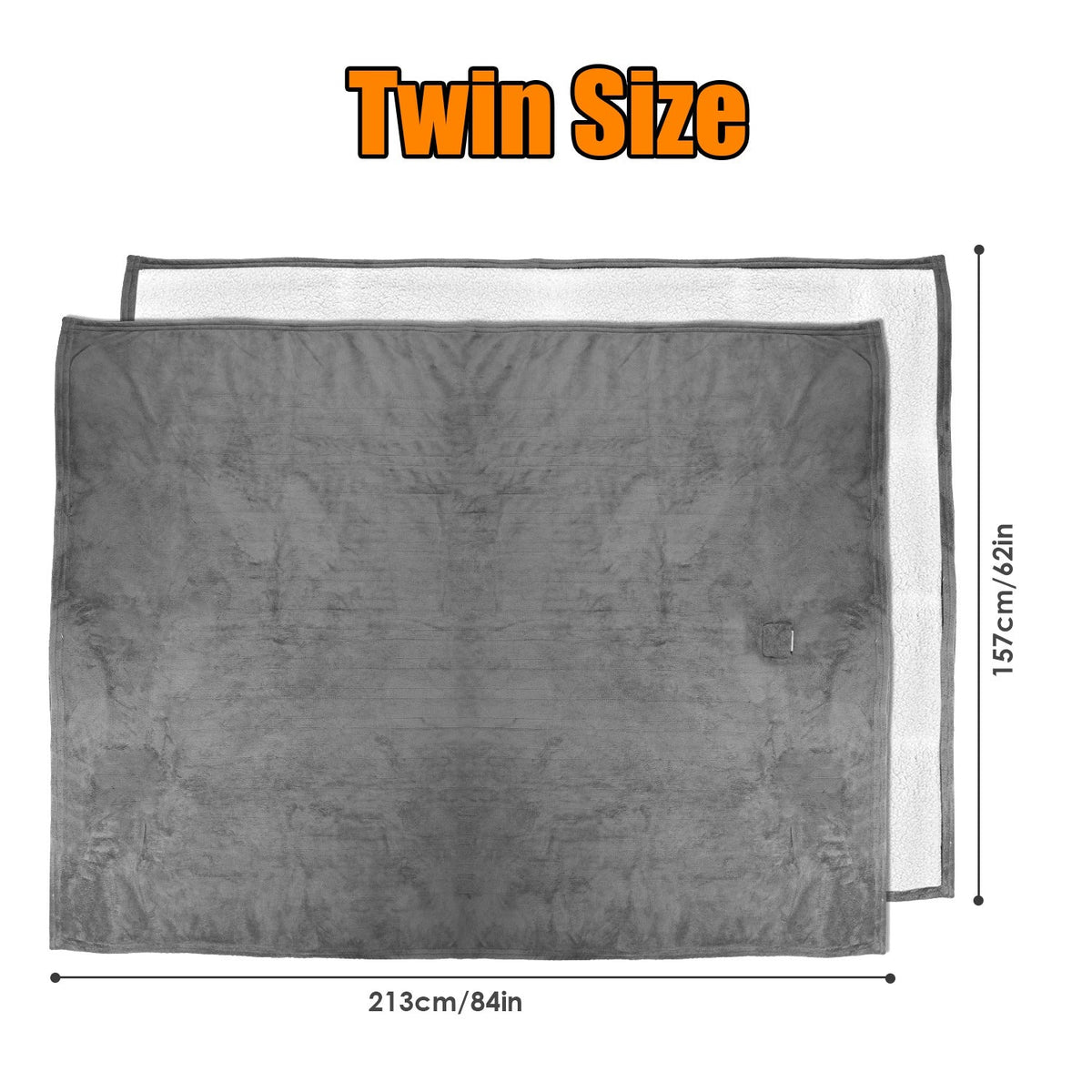 Electric Heated Twin Size Fleece Heated Blanket with 10 Heating Levels 10 Hours Auto Off Machine Washable for Home Office Usage 62x84in